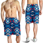 Blue And Red Aztec Pattern Print Men's Shorts