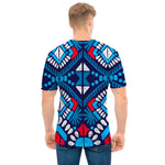 Blue And Red Aztec Pattern Print Men's T-Shirt