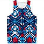 Blue And Red Aztec Pattern Print Men's Tank Top