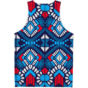 Blue And Red Aztec Pattern Print Men's Tank Top