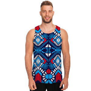 Blue And Red Aztec Pattern Print Men's Tank Top