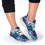 Blue And Red Aztec Pattern Print Mesh Knit Shoes GearFrost