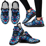 Blue And Red Aztec Pattern Print Mesh Knit Shoes GearFrost