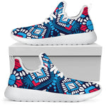 Blue And Red Aztec Pattern Print Mesh Knit Shoes GearFrost