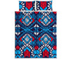 Blue And Red Aztec Pattern Print Quilt Bed Set