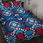 Blue And Red Aztec Pattern Print Quilt Bed Set