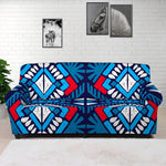 Blue And Red Aztec Pattern Print Sofa Cover