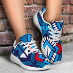 Blue And Red Aztec Pattern Print Sport Shoes GearFrost