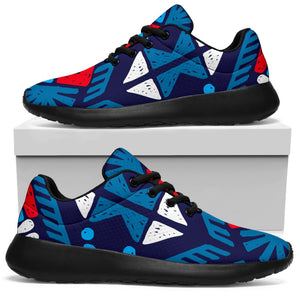 Blue And Red Aztec Pattern Print Sport Shoes GearFrost