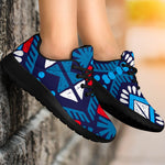 Blue And Red Aztec Pattern Print Sport Shoes GearFrost