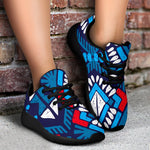 Blue And Red Aztec Pattern Print Sport Shoes GearFrost