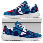 Blue And Red Aztec Pattern Print Sport Shoes GearFrost