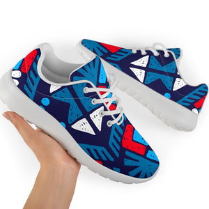 Blue And Red Aztec Pattern Print Sport Shoes GearFrost