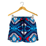 Blue And Red Aztec Pattern Print Women's Shorts