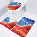 Blue And Red Lightning Print 3 Piece Bath Mat Set