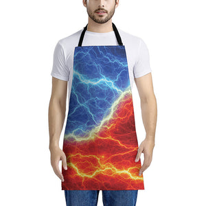 Blue And Red Lightning Print Apron