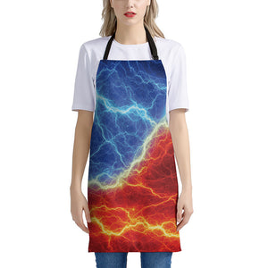 Blue And Red Lightning Print Apron