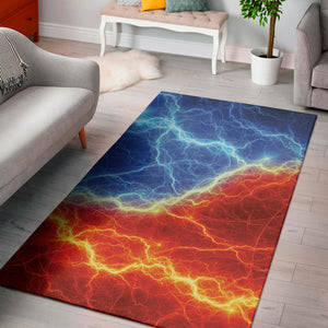 Blue And Red Lightning Print Area Rug