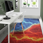 Blue And Red Lightning Print Area Rug