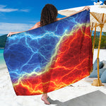 Blue And Red Lightning Print Beach Sarong Wrap