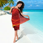 Blue And Red Lightning Print Beach Sarong Wrap