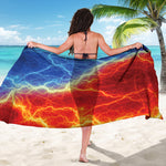 Blue And Red Lightning Print Beach Sarong Wrap
