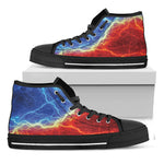Blue And Red Lightning Print Black High Top Shoes