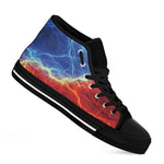 Blue And Red Lightning Print Black High Top Shoes