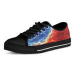 Blue And Red Lightning Print Black Low Top Shoes