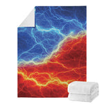 Blue And Red Lightning Print Blanket
