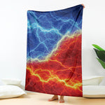 Blue And Red Lightning Print Blanket