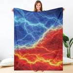 Blue And Red Lightning Print Blanket