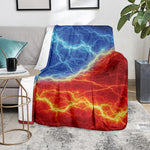 Blue And Red Lightning Print Blanket
