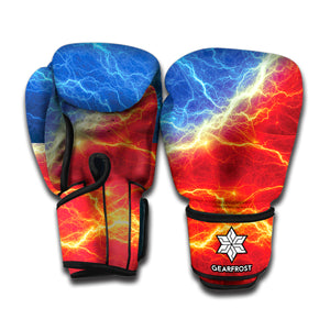 Blue And Red Lightning Print Boxing Gloves