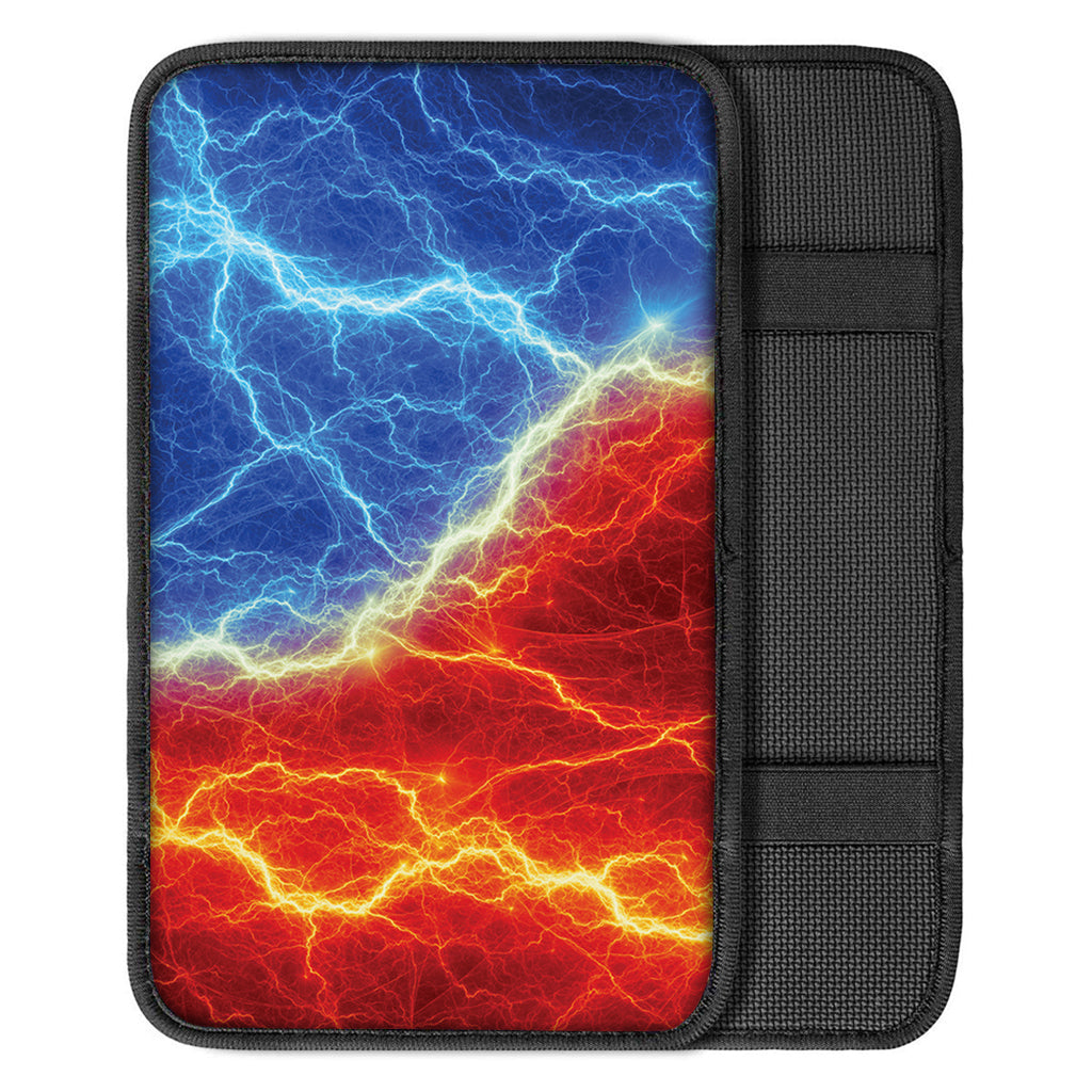 Blue And Red Lightning Print Car Center Console Cover
