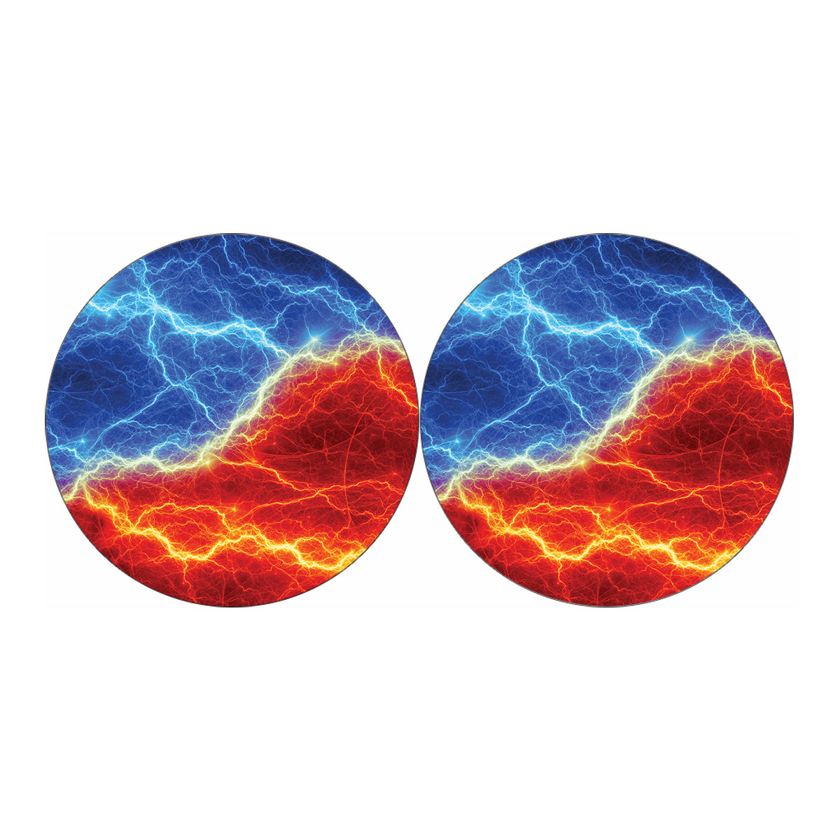 Blue And Red Lightning Print Car Coasters