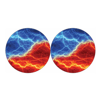 Blue And Red Lightning Print Car Coasters