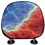 Blue And Red Lightning Print Car Headrest Covers