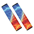 Blue And Red Lightning Print Car Seat Belt Covers
