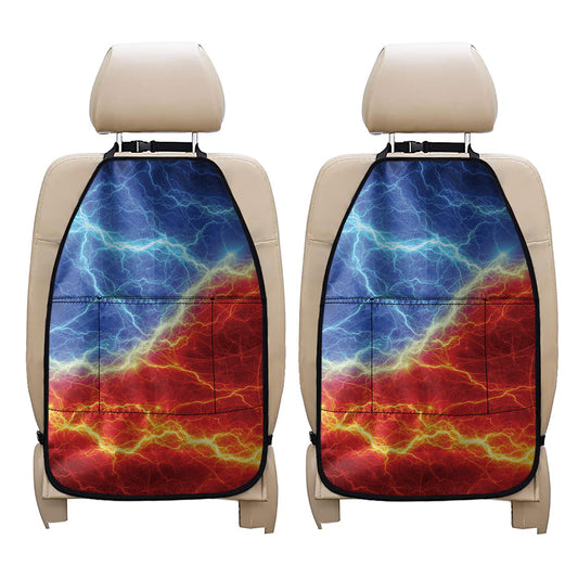 Blue And Red Lightning Print Car Seat Organizers