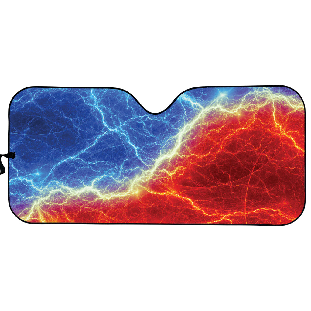 Blue And Red Lightning Print Car Sun Shade