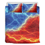 Blue And Red Lightning Print Duvet Cover Bedding Set