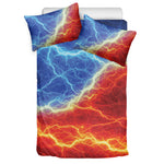 Blue And Red Lightning Print Duvet Cover Bedding Set