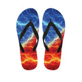 Blue And Red Lightning Print Flip Flops