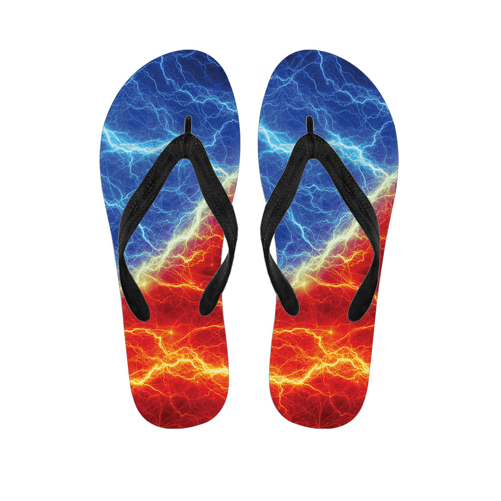 Blue And Red Lightning Print Flip Flops