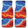 Blue And Red Lightning Print Front and Back Car Floor Mats