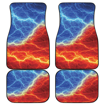 Blue And Red Lightning Print Front and Back Car Floor Mats