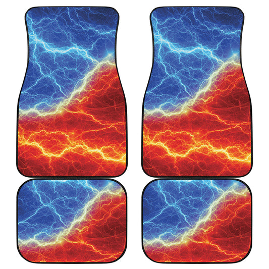 Blue And Red Lightning Print Front and Back Car Floor Mats