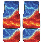Blue And Red Lightning Print Front and Back Car Floor Mats