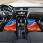Blue And Red Lightning Print Front and Back Car Floor Mats
